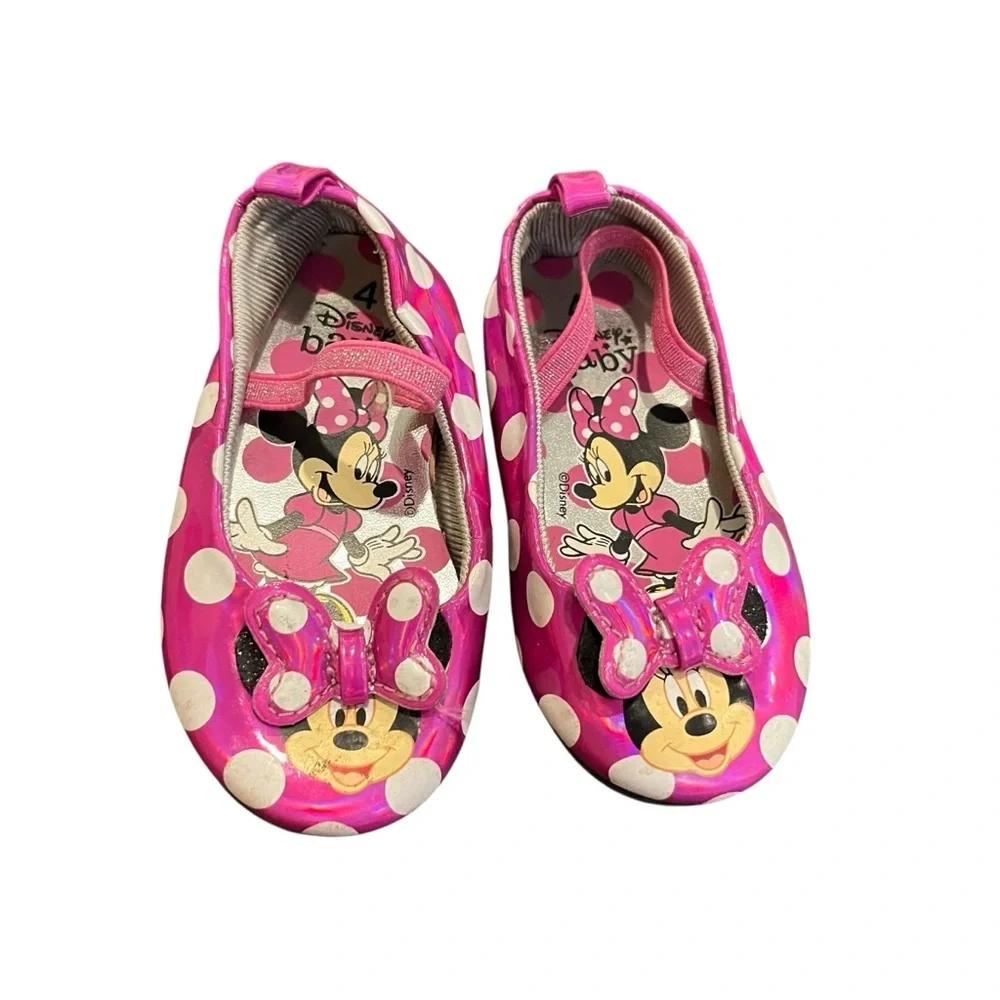 Disney baby Minnie Mouse pink polka dot bow shoes 4